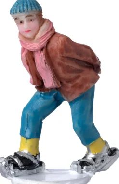 Intratuin kerstdorpminiatuur schaatsende jongen 2 x 1,9 x 4,7 cm