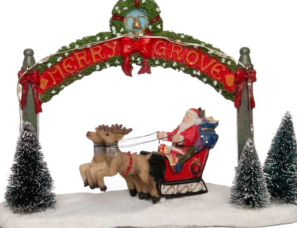 Intratuin kerstdorpminiatuur kerstman onder boog 17 x 7,5 x 12,5 cm