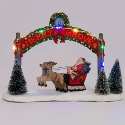 Intratuin kerstdorpminiatuur kerstman onder boog 17 x 7,5 x 12,5 cm