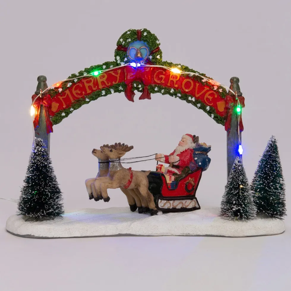 Intratuin kerstdorpminiatuur kerstman onder boog 17 x 7,5 x 12,5 cm