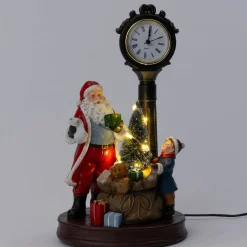 Intratuin kerstdorpminiatuur kerstman met klok 20,8 x 17,5 x 34,7 cm
