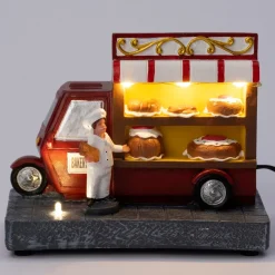 Intratuin kerstdorpminiatuur bakkerswagen 14 x 8 x 12,5 cm