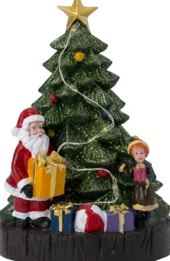 Intratuin kerstdorpminiatuur Durbuy kerstboom met kerstman 8 x 6 x 11 cm