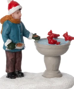 Intratuin kerstdorpminiatuur jongen met vogels 5,5 x 3 x 6,4 cm