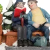 Intratuin kerstdorpminiatuur lezend stel 8,5 x 4,5 x 5,5 cm