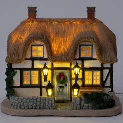 Intratuin kerstdorpminiatuur Tinselbury pine cottage 19 x 17 x 16,5 cm