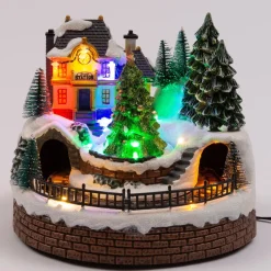 Intratuin kerstdorpminiatuur dorp met treinstation 19,5 x 18,5 x 16,5 cm