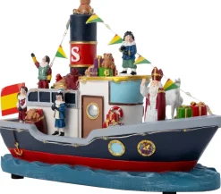 Intratuin kerstdorpminiatuur pakjesboot klein 22 x 9,6 x 15 cm