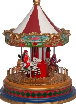 Intratuin kerstdorpminiatuur carrousel multi 14,5 x 14,5 x 17,5 cm
