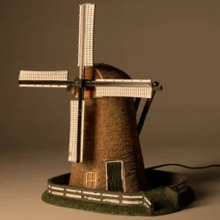 Intratuin kerstdorp molen met rieten dak 21 x 19 x 22 cm