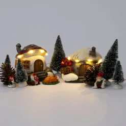 Intratuin kerstdorp paddenstoel dorp 25,5 x 14,5 x 12 cm