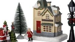 Intratuin kerstdorp set kerstman huisje lantaarn 9,1 x 1,4 x 6,5 cm 5-delig