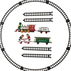 Intratuin kerstdorp treinset rood / groen 64,5 x 7 x 27,5 cm 16-delig