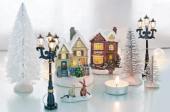 Intratuin kerstdorpverlichting lantaarn met LED verlichting 2 stuks H 11 cm