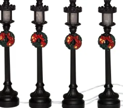 Intratuin kerstdorp verlichting lantaarn met krans H 10 cm 4 stuks