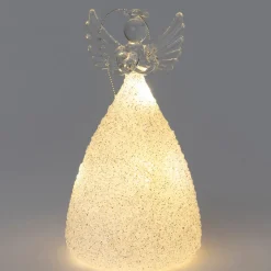 Intratuin kerstfiguur Angra engel transparant met verlichting 7 x 7 x 12,5 cm