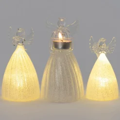 Intratuin kerstfiguur Angra engel transparant met verlichting 7 x 7 x 14 cm