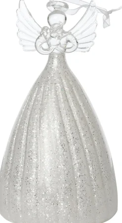 Intratuin kerstfiguur Angra engel transparant met verlichting 7 x 7 x 14 cm