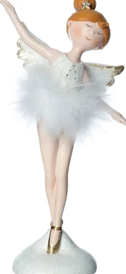 Intratuin kerstfiguur ballerina wit 9,5 x 5 x 20,5 cm