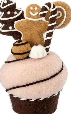 Intratuin kerstfiguur Bolo cupcake taart bruin 17 x 16,5 x 27 cm