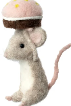 Intratuin kerstfiguur Bolo muis cupcake naturel 7 x 7,5 x 15 cm