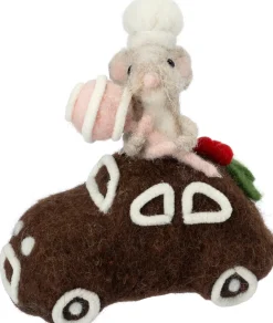 Intratuin kerstfiguur Bolo muis auto bruin 7 x 12 x 12,5 cm