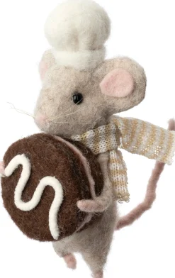 Intratuin kerstfiguur Bolo muis macaron donkerbruin / naturel 6 x 9 x 17 cm