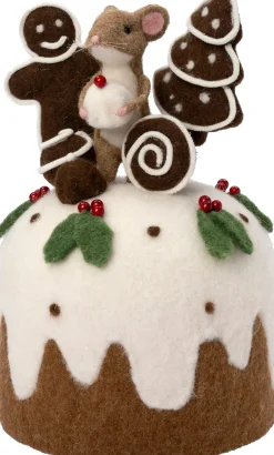 Intratuin kerstfiguur Bolo muis taart bruin 21 x 21 x 30 cm
