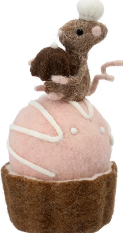 Intratuin kerstfiguur Bolo muis met cake bruin 10 x 10 x 19 cm