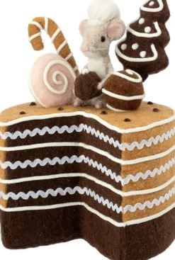 Intratuin kerstfiguur Bolo muis caketaart donkerbruin 20 x 20 x 30 cm