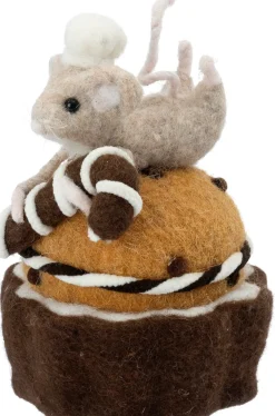 Intratuin kerstfiguur Bolo muis met cake bruin 10 x 10 x 16,5 cm