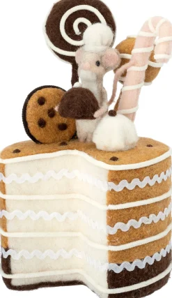 Intratuin kerstfiguur Bolo muis caketaart bruin 15 x 15 x 26 cm