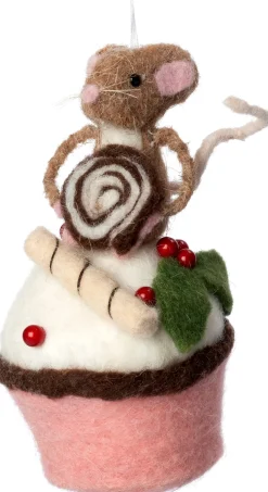 Intratuin kerstfiguur Bolo muis taart roze 9 x 9 x 16 cm