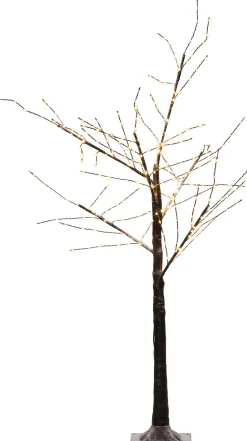 Intratuin kerstfiguur boom met 24 LED verlichting zwart D 40 H 60 cm warm wit