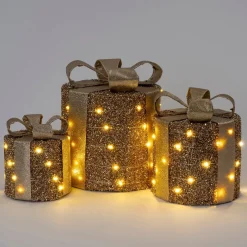 Intratuin kerstfiguur Boxa cadeau glitter goud D 25 H 30 cm