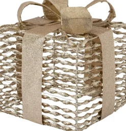 Intratuin kerstfiguur Boxa cadeau goud 25 x 25 x 30 cm