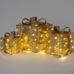 Intratuin kerstfiguur Boxa cadeau goud 25 x 25 x 30 cm