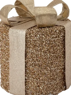 Intratuin kerstfiguur Boxa cadeau glitter goud D 15 H 17 cm