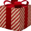 Intratuin kerstfiguur cadeau goud / rood met verlichting 25 x 25 x 28 cm