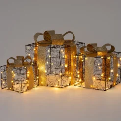 Intratuin kerstfiguur cadeau zwart 25 x 25 x 25 cm