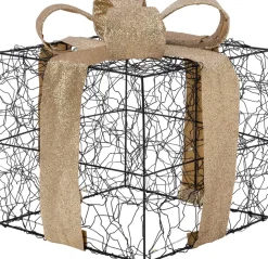 Intratuin kerstfiguur cadeau zwart 25 x 25 x 25 cm