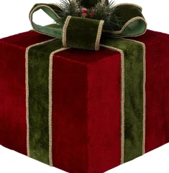 Intratuin kerstfiguur cadeau rood / groen 21,5 x 21,5 x 22 cm