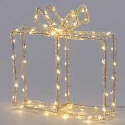 Intratuin kerstfiguur cadeau transparant met verlichting 22,5 x 5 x 23,5 cm