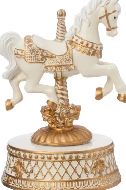 Intratuin kerstfiguur draaimolen hobbelpaard goud / wit 11,9 x 11,1 x 17,2 cm