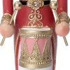 Intratuin kerstfiguur Edward notenkraker roze / goud D 8,5 H 35,5 cm