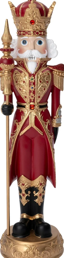 Intratuin kerstfiguur Edward notenkraker rood / goud 10 x 9,5 x 35,5 cm
