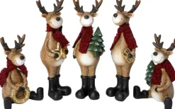 Intratuin kerstfiguur Elian rendier zittend kerstboom bruin 9,3 x 8,3 x 13,5 cm