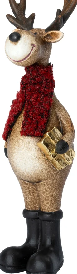 Intratuin kerstfiguur Elian rendier staand cadeau bruin 6,7 x 6,5 x 20,4 cm