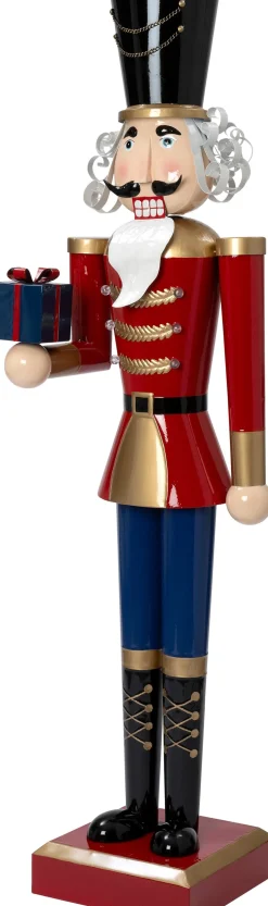 Intratuin kerstfiguur Eli notenkraker rood / blauw met verlichting 30 x 26 x 101 cm