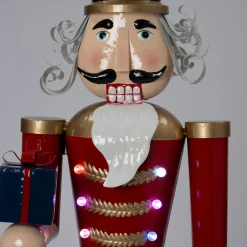 Intratuin kerstfiguur Eli notenkraker rood / blauw met verlichting 30 x 26 x 101 cm